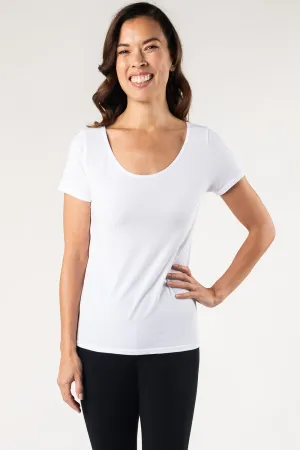 Lia Seamless Bamboo Short Sleeve Tee - White