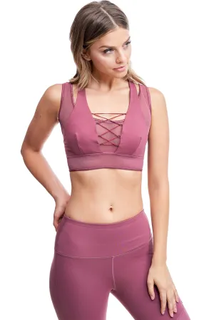 LUX CROSS-OVER SPORTS BRA | MAUVE