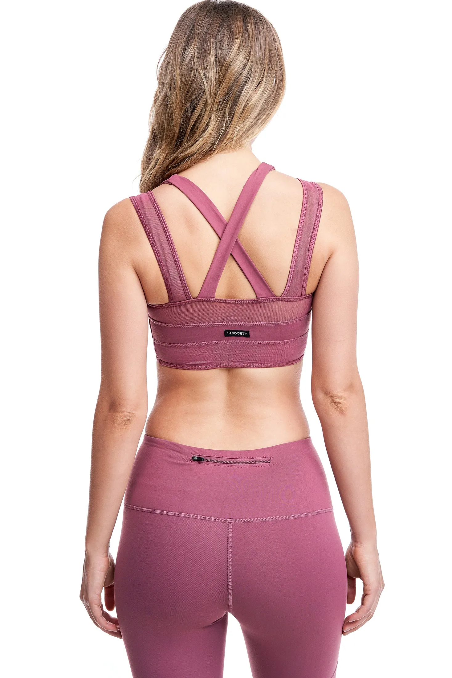 LUX CROSS-OVER SPORTS BRA | MAUVE