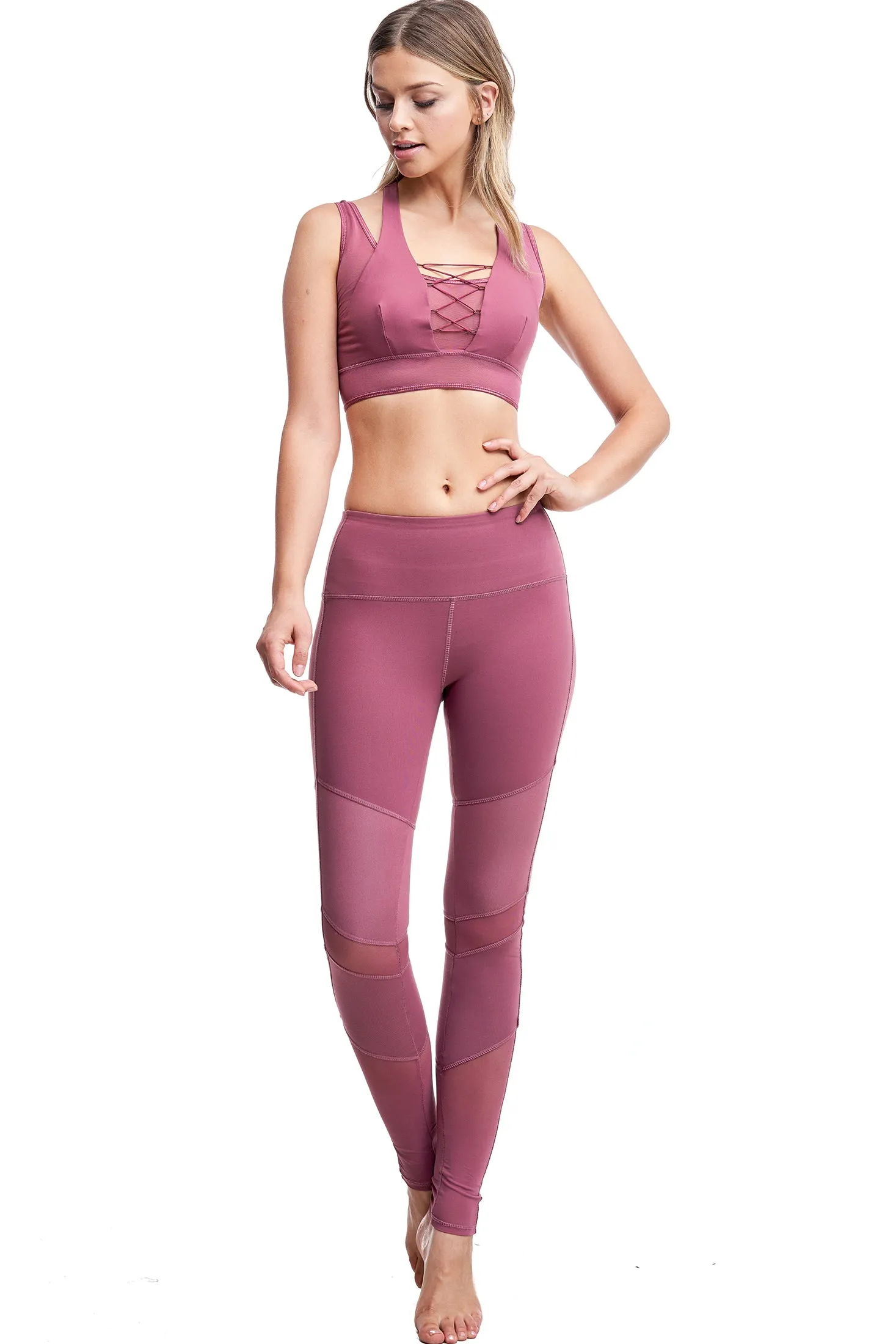 LUX CROSS-OVER SPORTS BRA | MAUVE