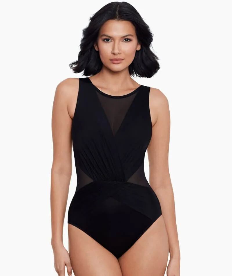 Miraclesuit Swim Illusionists Palma Shaping High Neck DD Cup Swimsuit - Black