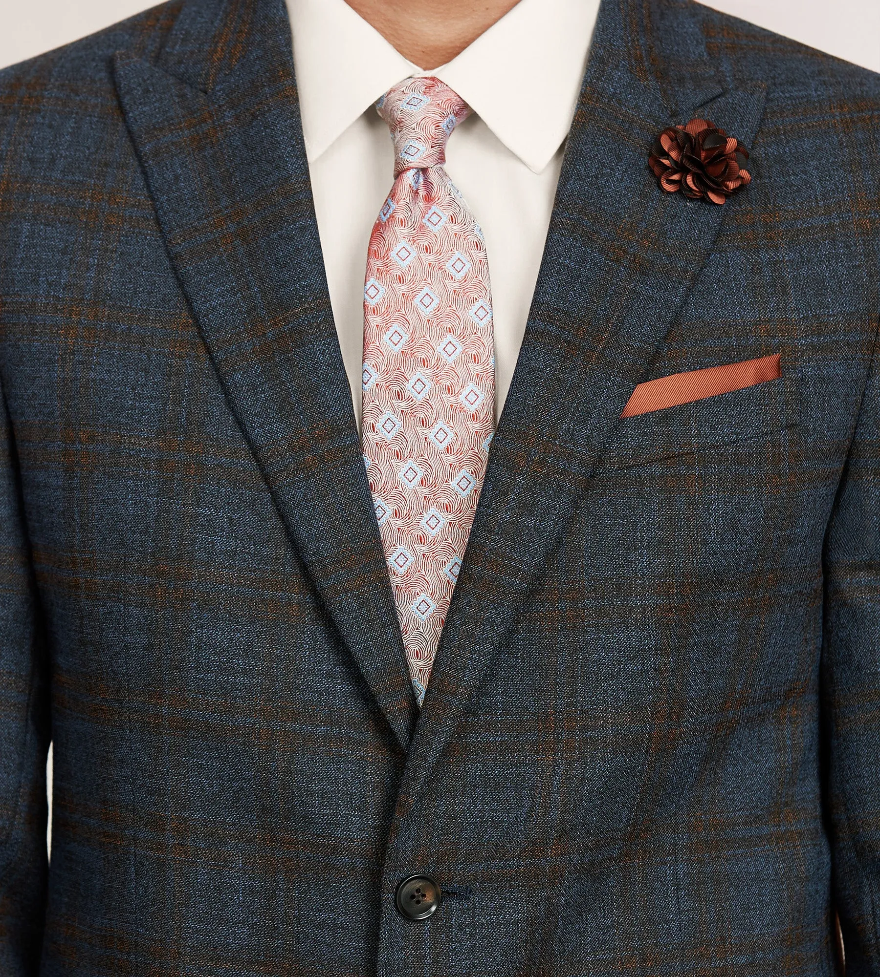 Modern Fit Blue Plaid Suit