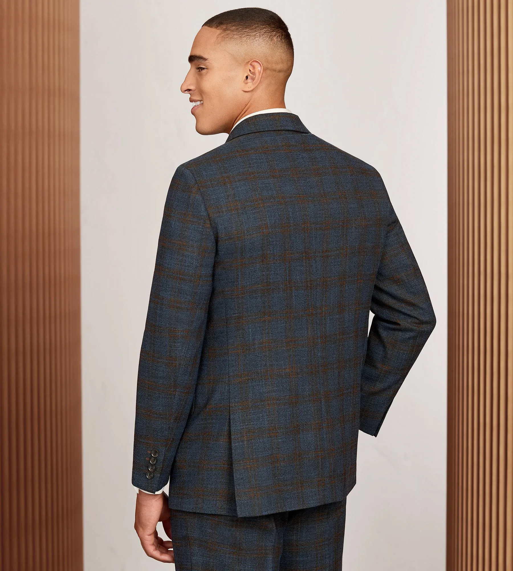 Modern Fit Blue Plaid Suit