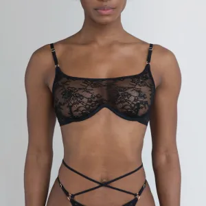 .Monique Morin Rush Lace Wired Bralette in Black