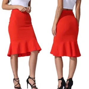 New Skirts Hot Sale Women's Spring Autumn Elastic High Waist Ruffles Skirts Woman Hip Trumpet Skirt Mermaid