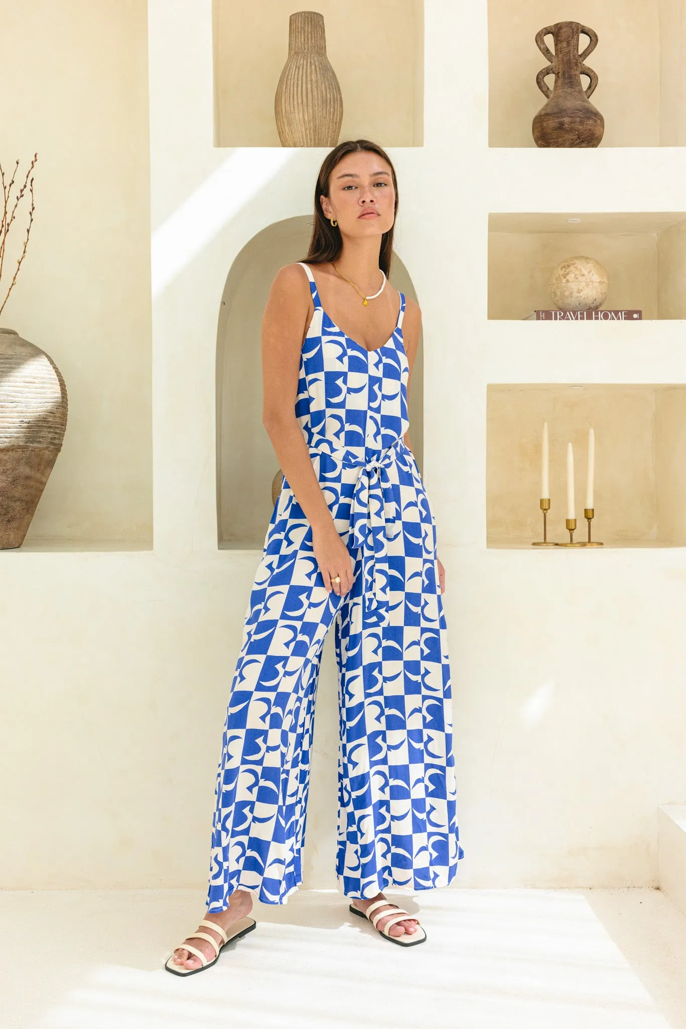 Nysa Blue Geo Tile Jumpsuit