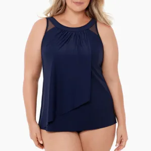 Plus Size Illusionists Ursula Underwire Tankini Top 6525727W - Midnight