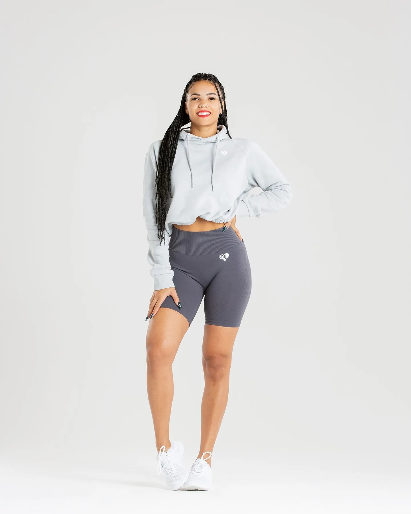 Power Cropped Hoodie | Mist Grey