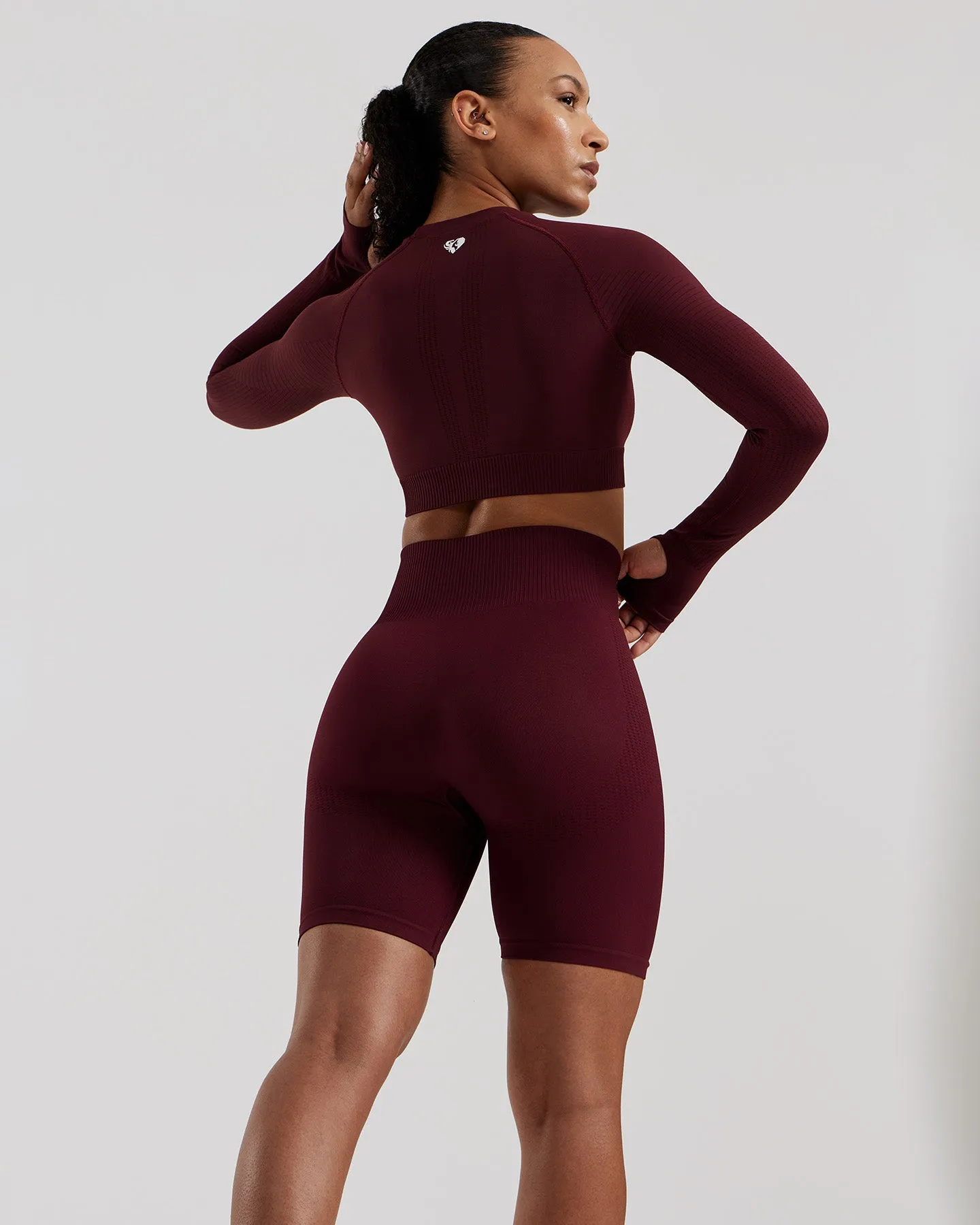 Power Seamless Long Sleeve Crop Top | Dark Cherry