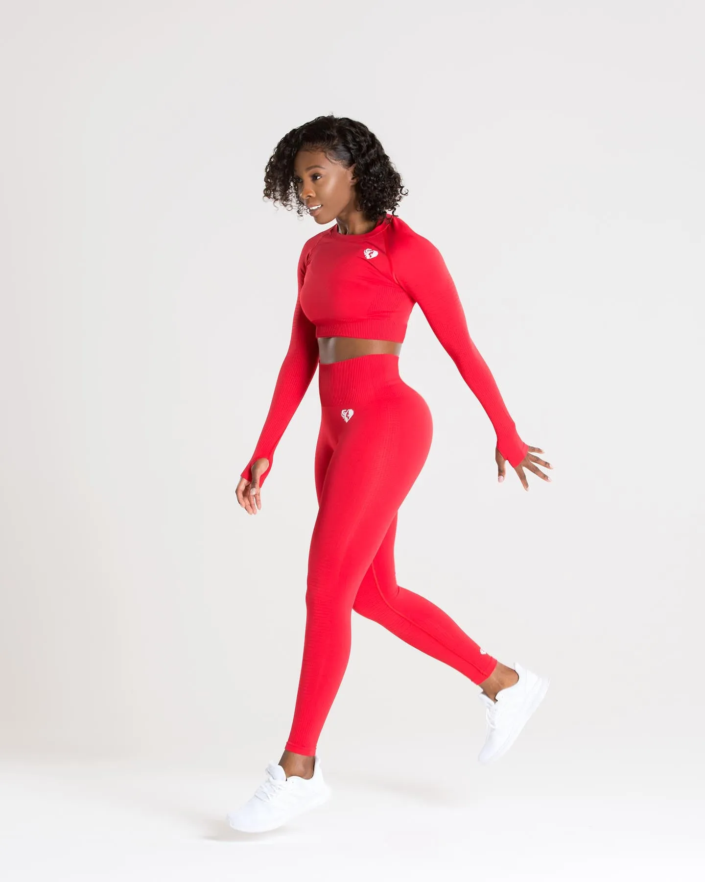 Power Seamless Long Sleeve Crop Top | Red