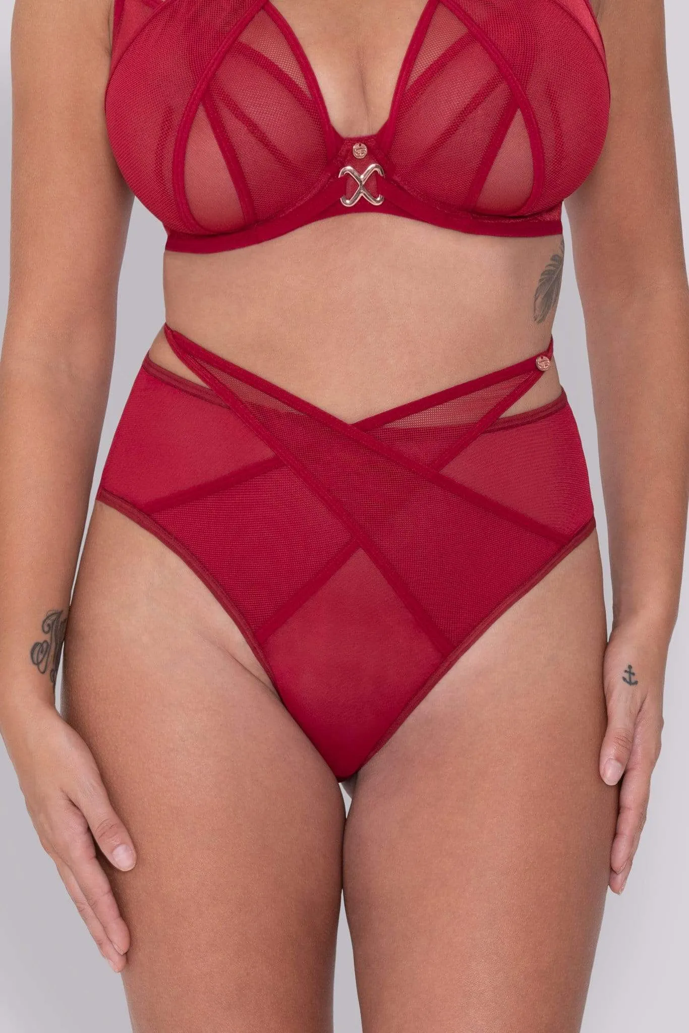 Scantilly Black Magic High Waist Red Brazilian Brief