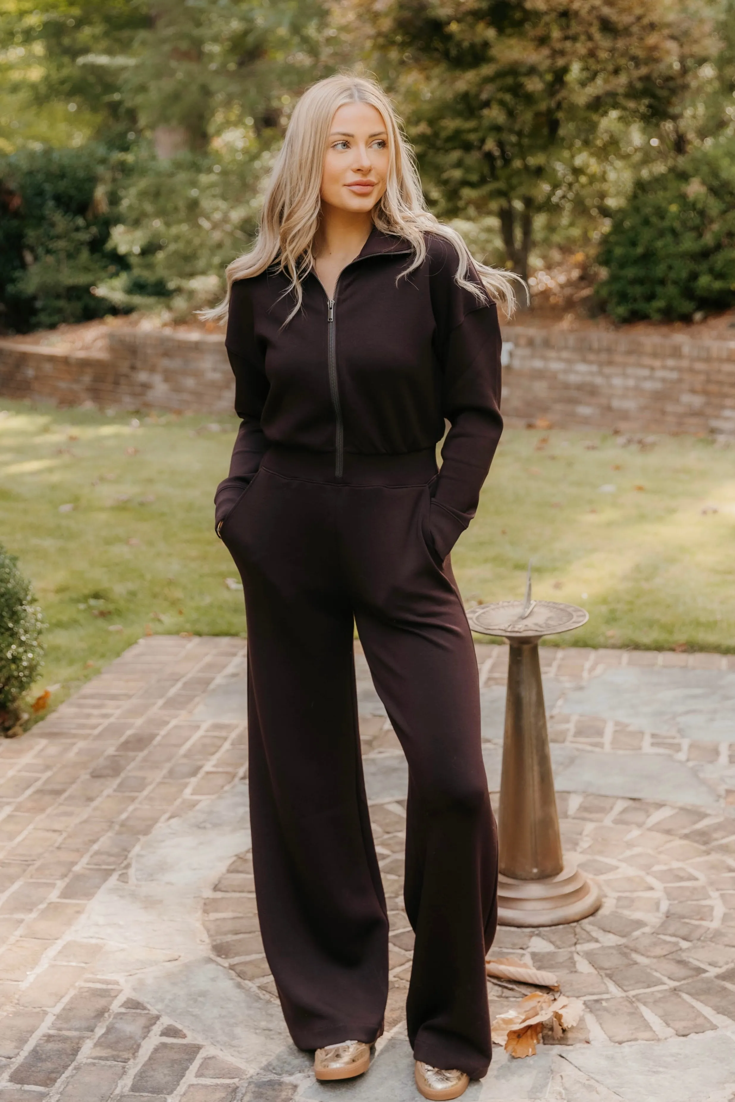 SPANX AirEssentials Long Sleeve Wide Leg Jumpsuit