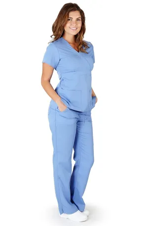 UltraSoft Premium Mock Wrap Medical Nursing Scrubs Set For Women - JUNIOR FIT