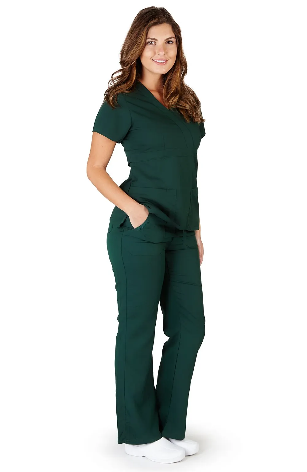 UltraSoft Premium Mock Wrap Medical Nursing Scrubs Set For Women - JUNIOR FIT