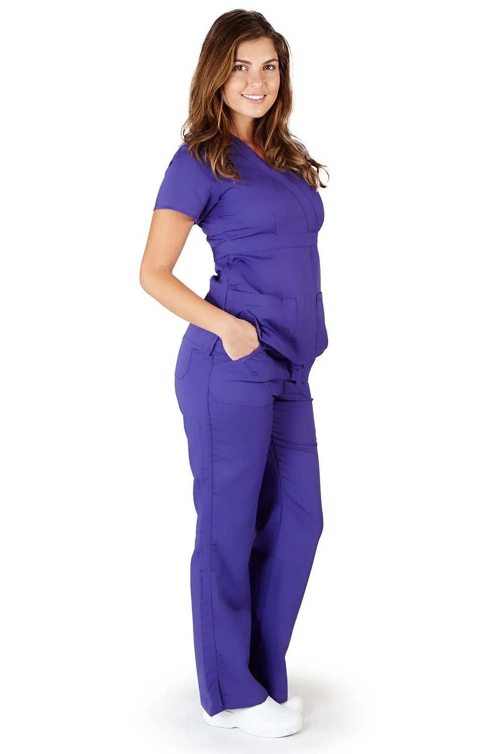 UltraSoft Premium Mock Wrap Medical Nursing Scrubs Set For Women - JUNIOR FIT