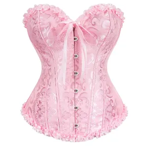 Women's Corset Lingerie - Pleated Trimmed Corset Bustier with 12 Plastic Bones | XS-6XL | Sexy and Comfortable