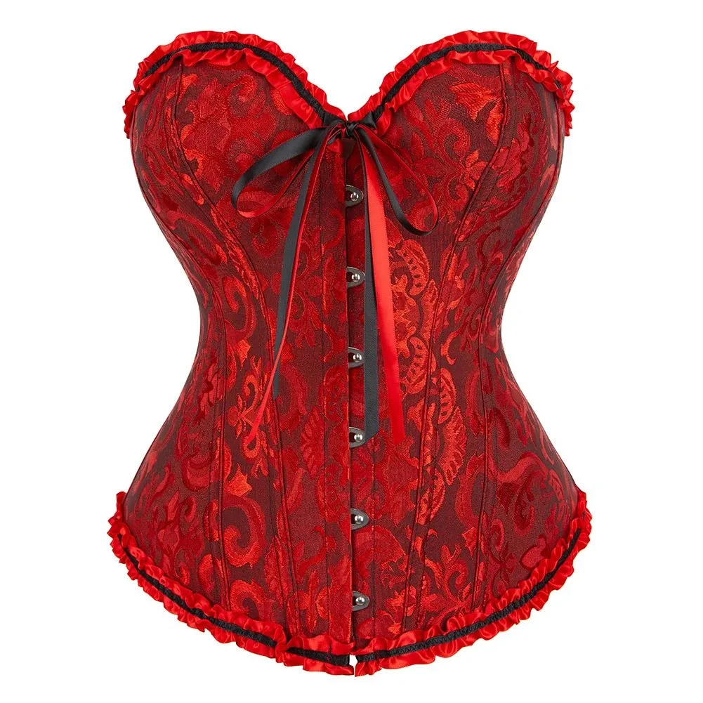 Women's Corset Lingerie - Pleated Trimmed Corset Bustier with 12 Plastic Bones | XS-6XL | Sexy and Comfortable