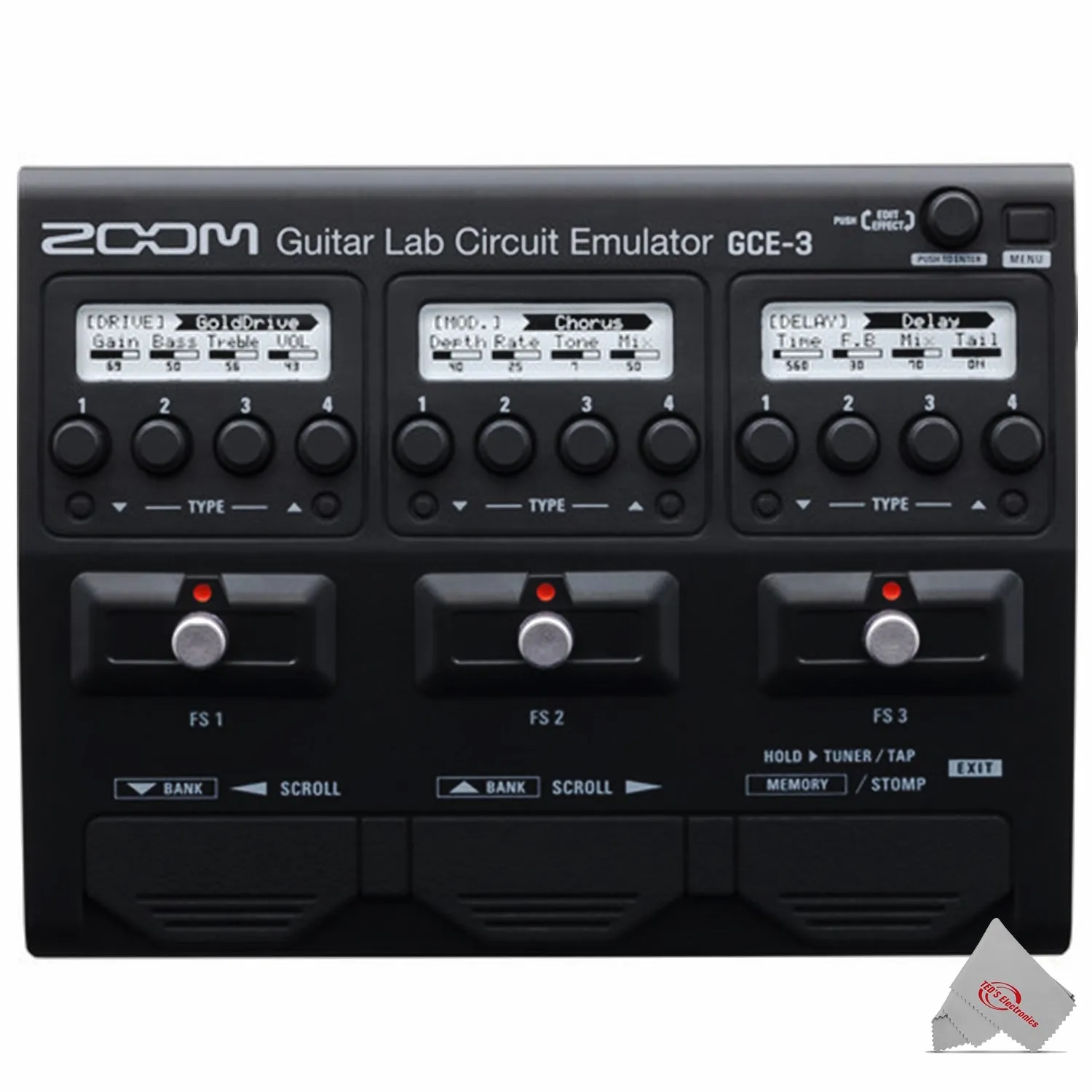 Zoom GCE-3 Guitar Lab Circuit Emulator, Compact USB Audio Interface for Emulation of Zoom Effects Processors Adapter with Cable and Instrument Cable